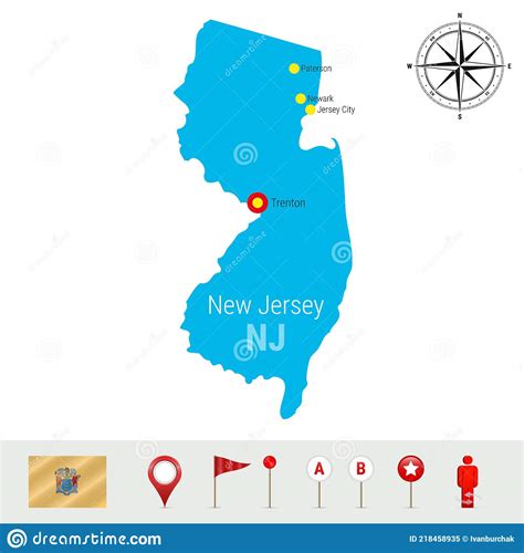 Mapa Vectorial De Nueva Jersey Aislado Sobre Fondo Blanco Silueta