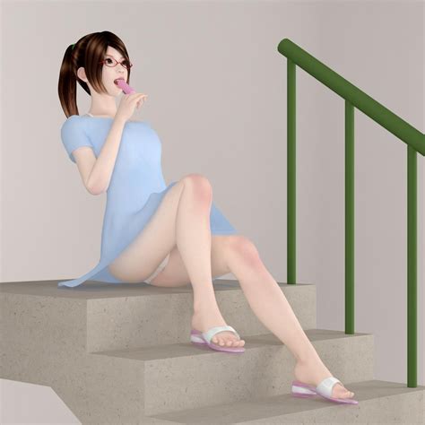 10 Poses Of Natsumi In Blue Dress 3d Model Cgtrader