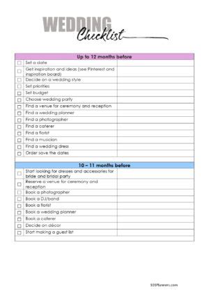 Wedding Checklist Template Fillable Printable Pdf Forms The Best Porn