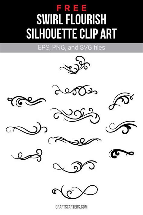Free Swirl Flourish Silhouette Clip Art Silhouette Clip Art Clip Art