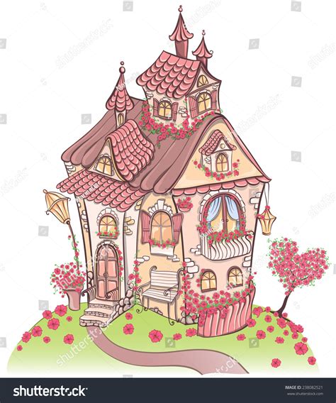 Fantasy Cartoon Fairy Tale House With Amazing Architecture And With