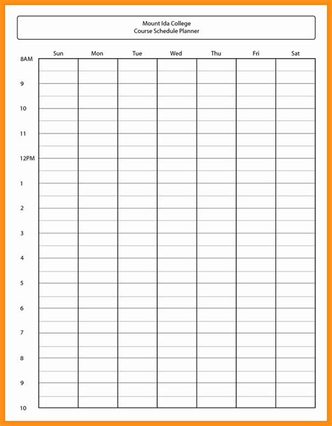 College Class Schedule Template Best Of 11 12 College Course Schedule