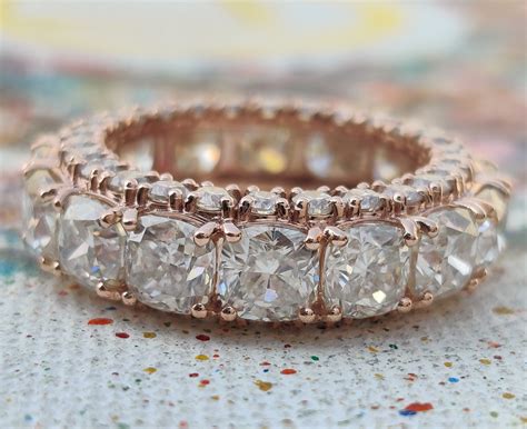 Full Eternity Band Moissanite Engagement Ring 10KT Gold - Etsy