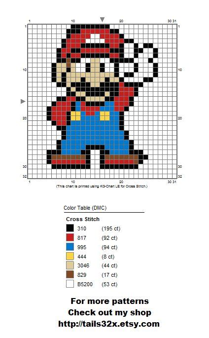 Mario Pattern For Cross Stitch And Needlepoint Cross Stitch Games