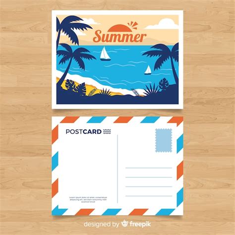 Free Vector Flat Summer Holiday Postcard