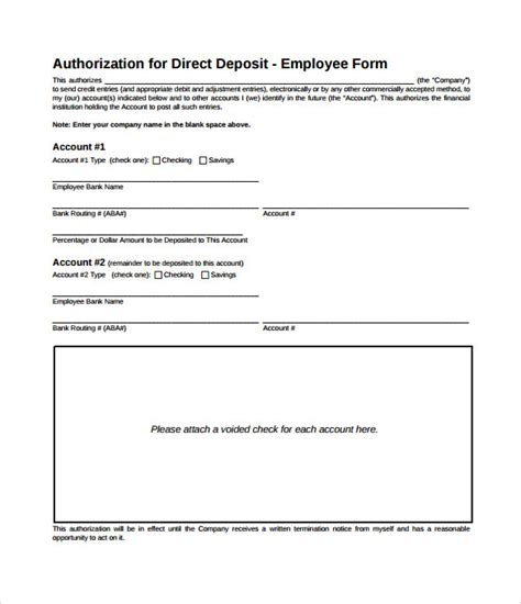 Free 7 Sample Direct Deposit Authorization Form Examples In Pdf Ms Word