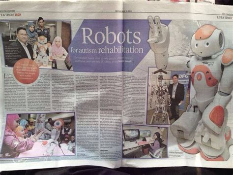 Newspaper Article Robots For Autism Rehabilitation On New Straits Times 19th May 2014