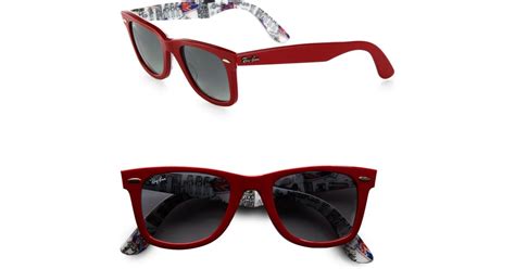 Ray Ban London Wayfarer 50mm Sunglasses In Red Lyst