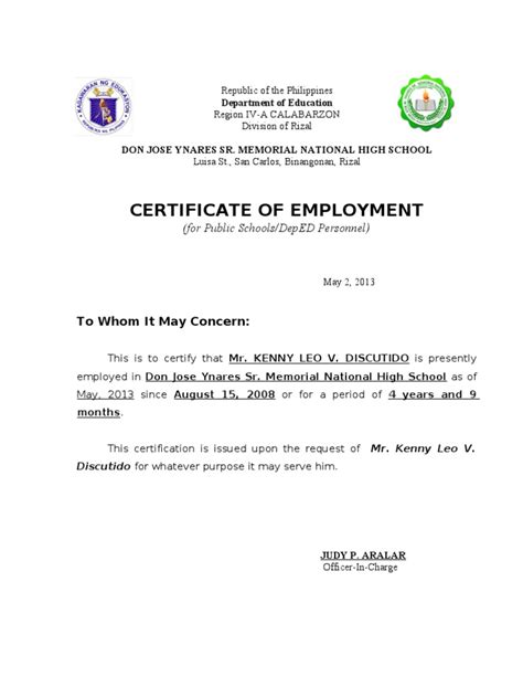 Letter of certification is literally important for employees as it also works as record keeping of their career and employment history. Certificate of Employment