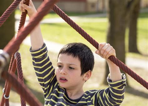 Child Climbing At Playground Stock Image Image Of Outdoor Preschool