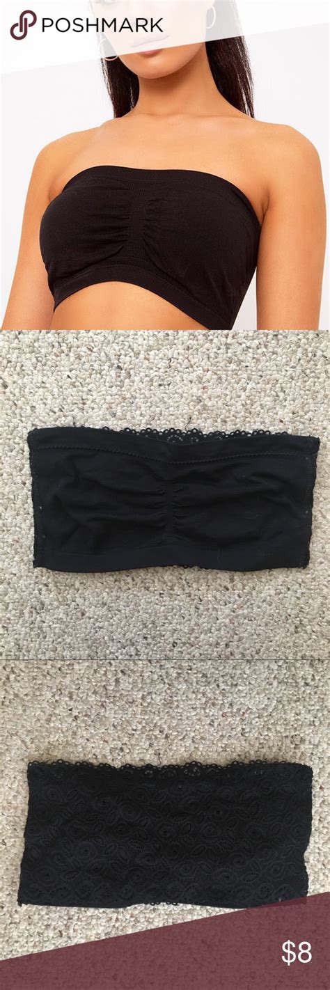 Black Bandeau With Lace Back This Is A Strapless Bandeau Super Basic