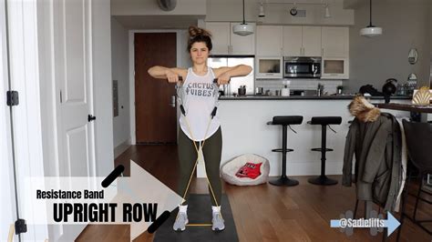Performing An Upright Row Using A Resistance Band Youtube