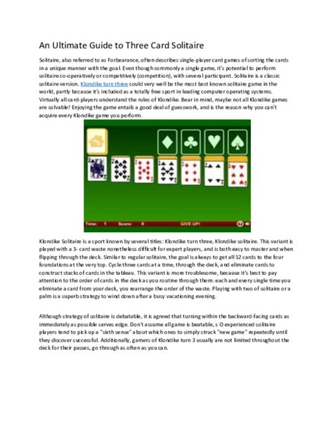 Pdf An Ultimate Guide To Three Card Solitaire Sharone Wright
