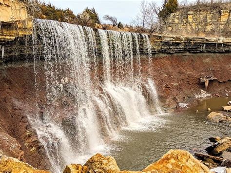 The Cowley State Fishing Lake Waterfall Was Ranked As One Of The 12