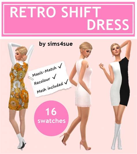 Sims 4 Sue Retro Shift Dress • Sims 4 Downloads