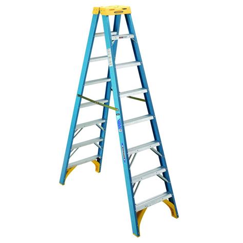 Werner 8 Ft Fiberglass Twin Step Ladder With 250 Lb Load Capacity