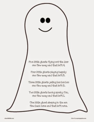 Five Little Ghosts Rhyme Poster Halloween Preschool Preschool Songs