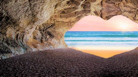 Download Sea Ocean Sand Beach Nature Cave Hd Wallpaper