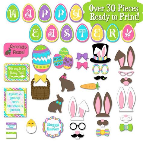 Happy Easter Photo Booth Props And Decorations Printable Etsy