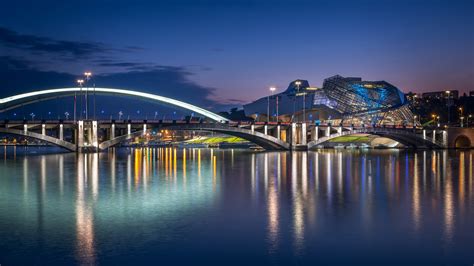 Lyon Museum Bridge In France During Nighttime HD Travel Wallpapers | HD ...