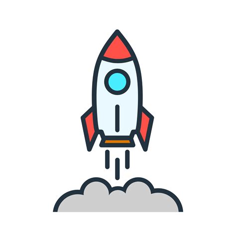 Vector Cartoon Rocket Isolated On A White Background Rocket Icon