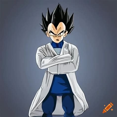 Vegeta Cosplay In Lab Coat And Glove On Craiyon
