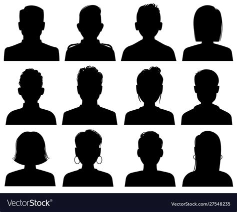 Silhouette Heads Male And Female Head Avatars Vector Image