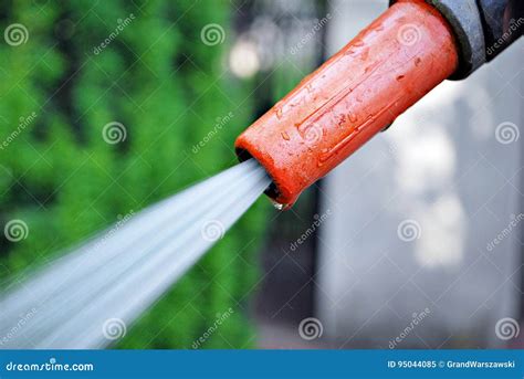 Water Spraying From A Garden Hose Stock Image Image Of Flowing Pipe