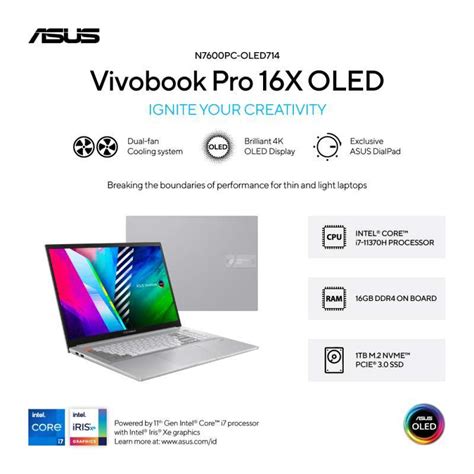 Jual Asus Vivobook Pro 16x Oled N7600pc Oled714 Cool Silver Intel