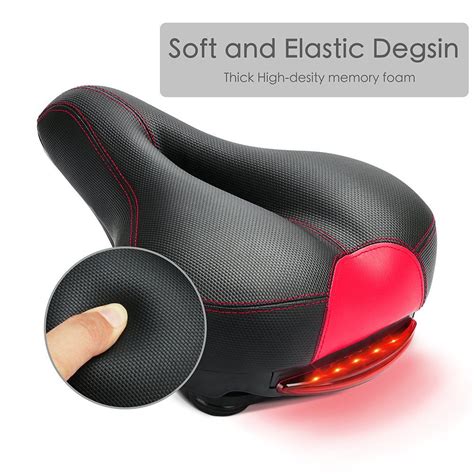 Comfortable Bike Seat Ernovo Wide Bicycle Saddle Cushion With Taillight Memory Foam Padded