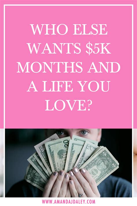 A Woman Holding Money With The Words Who Else Wants 5k Months And A