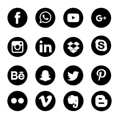 Social Media Icons Set Network Background Share Comment Vector Black