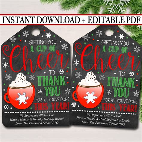 Christmas Hot Chocolate T Tags Tidylady Printables