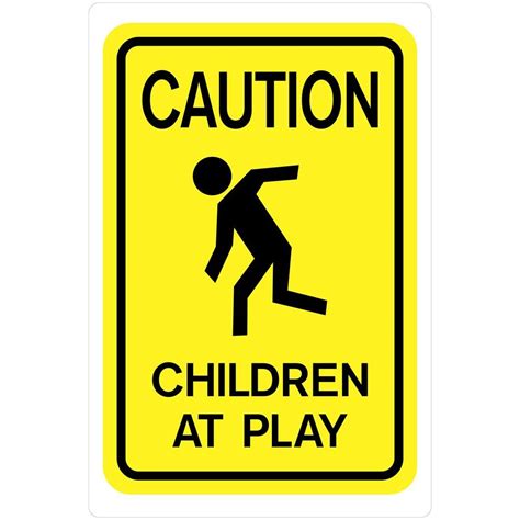 The Hillman Group 18 In X 12 In Plastic Caution Children At Play Sign