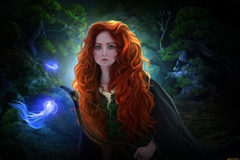 Redhead Fantasy Girl Long Hair Fantasy Art Brave Disney Princess Merida HD Wallpaper