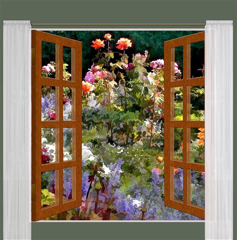 Window View Rose Garden In Sunlight Painting By Elaine Plesser