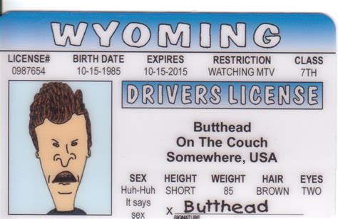 Butthead Fun Fake Id License Check Out This Great Image Home