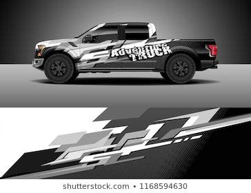 Pickup Truck Decal Wrap Design Vector Graphic Abstract Stripe Racing