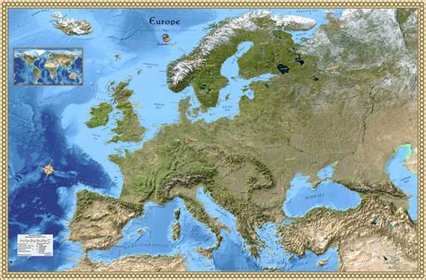 Europe Satellite Wall Map By Outlook Maps Mapsales