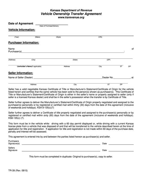 Vehicle Transfer Of Ownership Form Fill Out And Sign Online Dochub