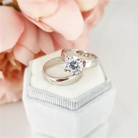 925 Sterling Silver Bridal Set Cz Rings