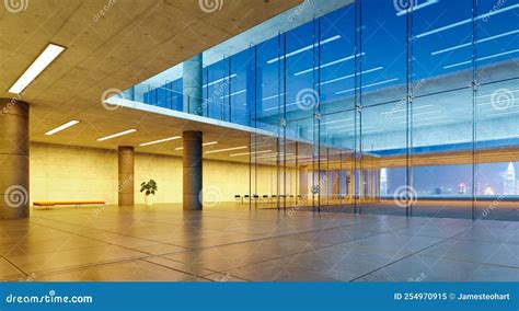 Modern Glass Wall Commercial Buildings Stock Illustration
