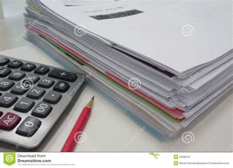 Pile Of Document On Desk Stock Image Image Of Room Table 53068157