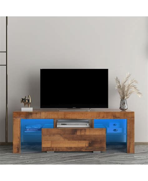 Simplie Fun Tv Stand With Led Rgb Lightsflat Screen Tv Cabinet Gaming