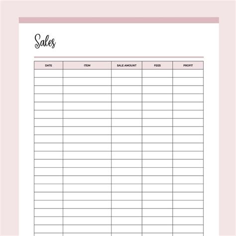 Printable Sales Tracker Sales Tracker Contact List Success Business