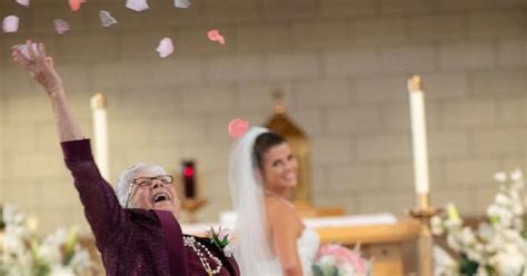 83 year old grandmother is flower girl at granddaughter s wedding