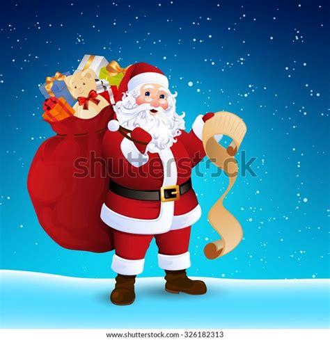 Vector Illustration Santa Claus Carrying Sack Stock Vector Royalty