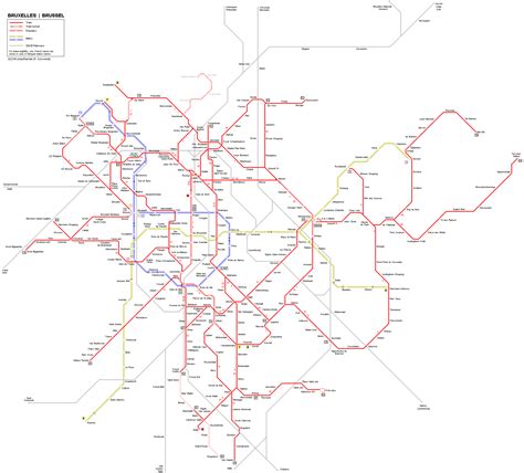 Urbanrailnet Brussels Tram And Metro Network Map