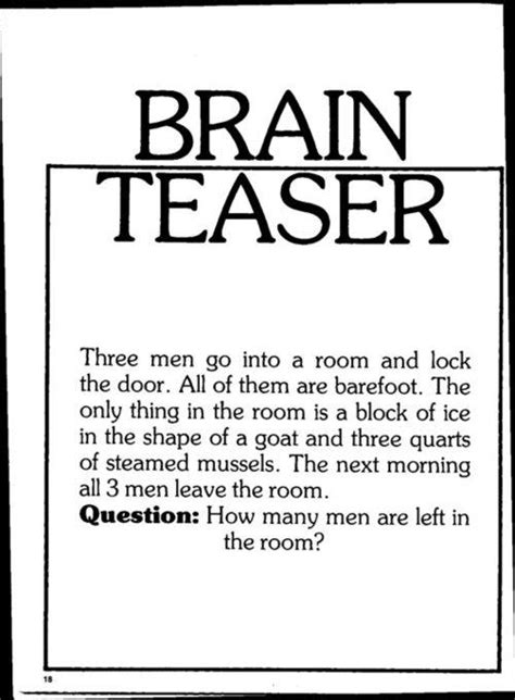 Printable Brain Teasers For Adults Brain Teaserswith Answer Key