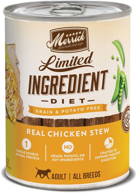 Should you feed your dog a canned dog food? Merrick Limited Ingredient Diet Grain-Free Real Chicken ...